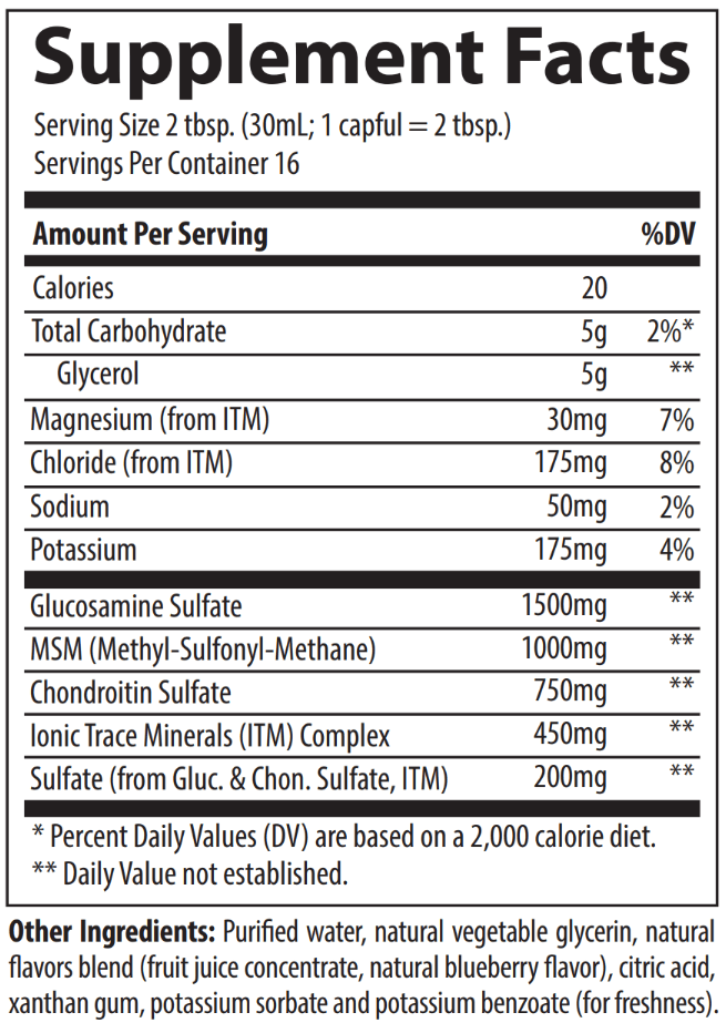 Liquid Glucosmine/Chondroitin/MSM - Trace Minerals